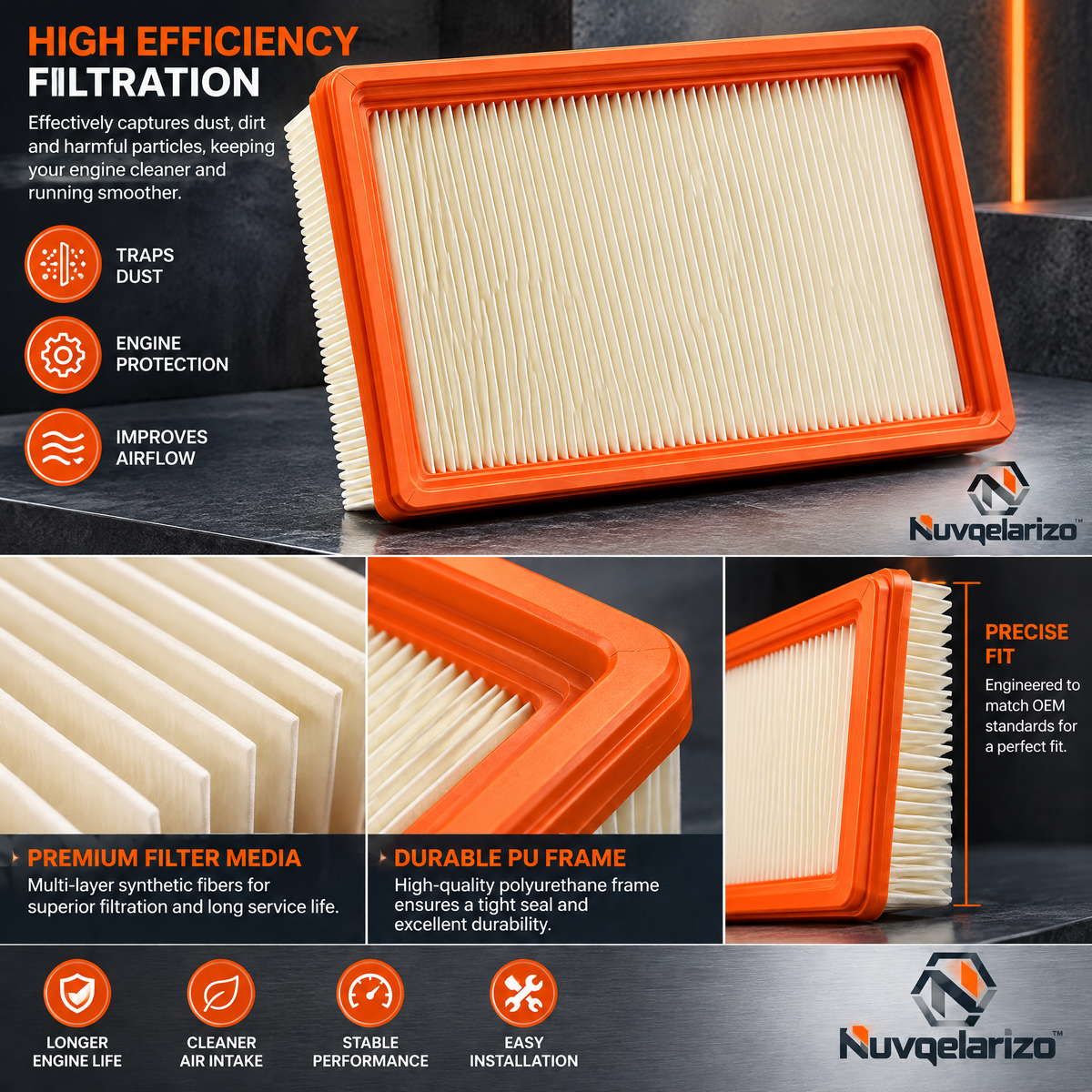 Nuvqelarizo™ CleanFlow Engine Air Filter — detail view
